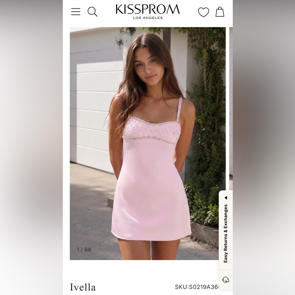 Pink Embellished Lace Bodice Slip Dress
